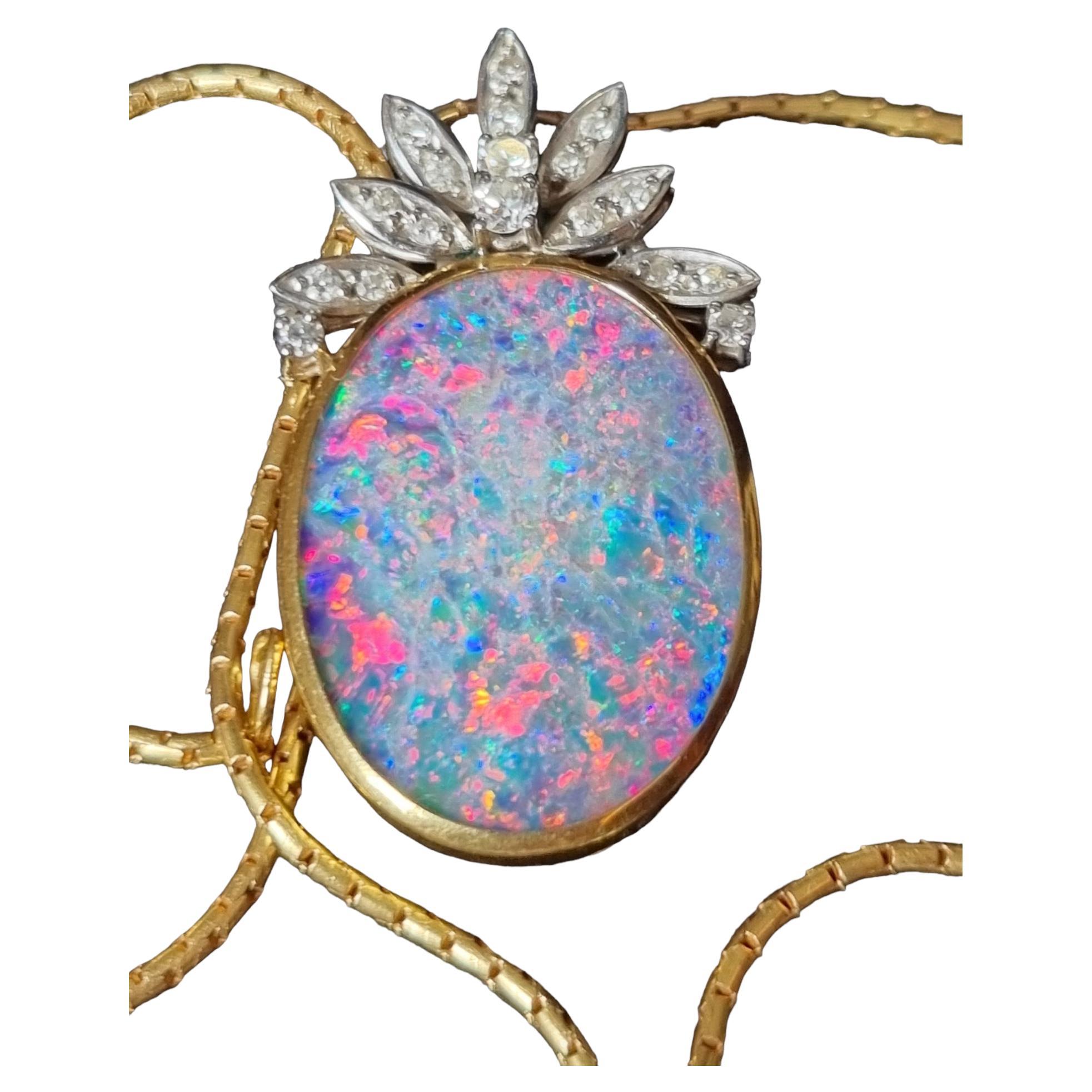 Australian´s Lightning Ridge Dark Solid Opal and Diamond Pendant