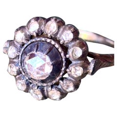 Late Georgian Cluster Ring with Rose - Cut Diamonds Circa 1790