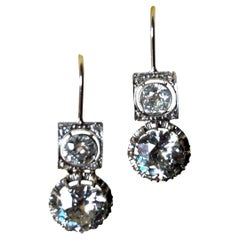 Antique Art Deco 6.00 Carat Old European Cut Diamond Drop Earrings in Platinum, ca. 1925