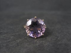 Huge Art Deco 10K 6.4 Carat Round Amethyst Solitaire Ring Size 5