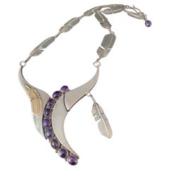 Native American Sugilite Feather Necklace Wilbert Cora Vandever