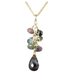 Collar con Colgante de Piedras Preciosas Briolette de 14K