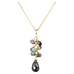 14K Briolette Gemstone Pendant Necklace