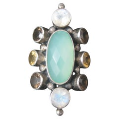 Huge Designer Chalcedony Moonstone Citrine Ring Size 8 Limited Edition