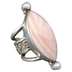 Estate Sajen Sterling Pink Mother of Pearl Ring Size 7