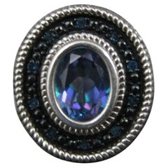 Mystic Topas Blauer Diamantring Sterling Größe 6