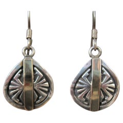 Vintage Southwestern Sterling Silver & 14K Gold Spider Earrings