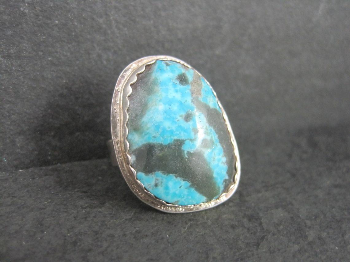 Nativo americano Anello di turchese d'epoca in argento Navajo misura 7 in vendita