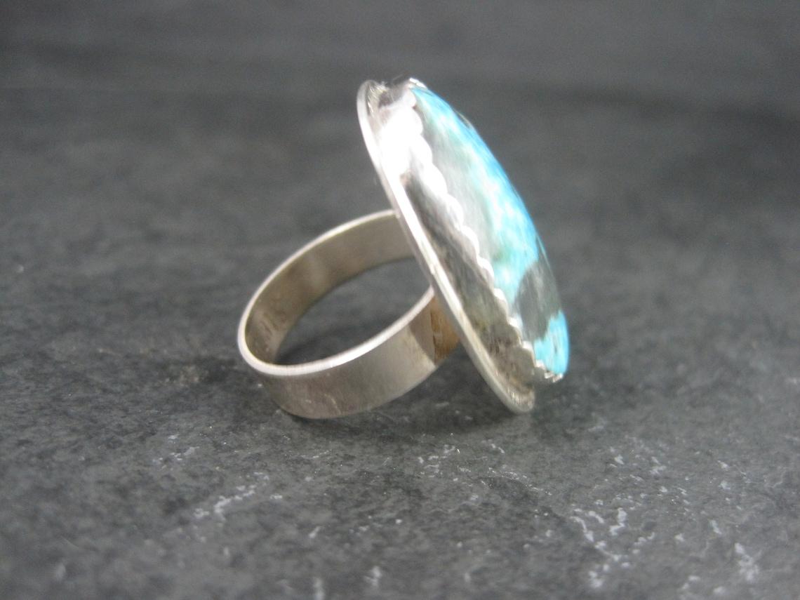 Cabochon Anello di turchese d'epoca in argento Navajo misura 7 in vendita