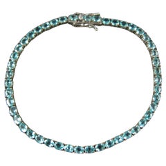 Sterling Silver Icy Blue Tourmaline Tennis Bracelet 8 Inches