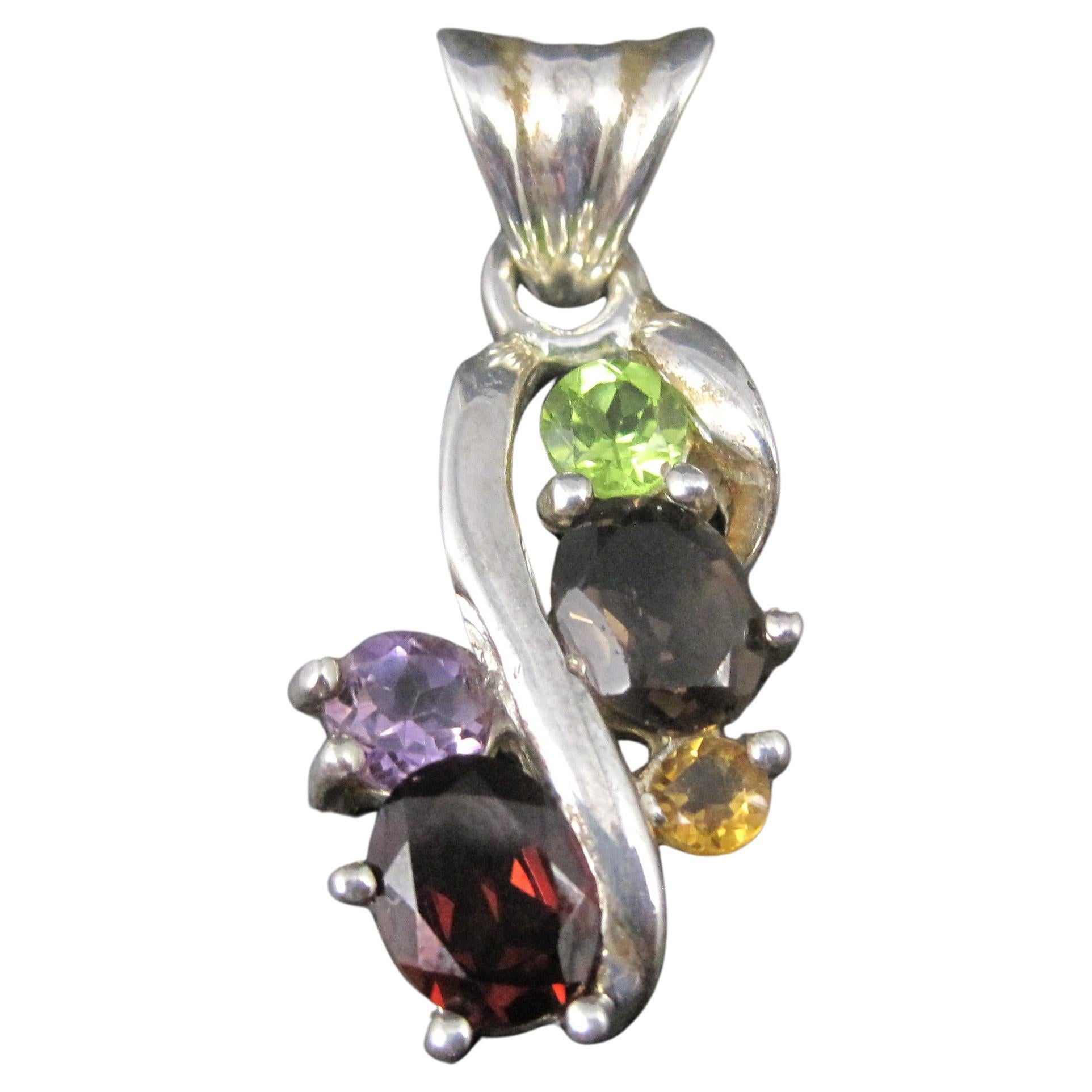 Ciondolo con pietra preziosa d'epoca in argento Sterling Silver