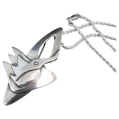 Vintage Modernist Sterling Silver Swan Pin Brooch Pendant by Risse