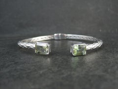Pulsera tipo brazalete de plata de ley con piedras preciosas de diáspora que cambian de color, de 7,75 pulgadas