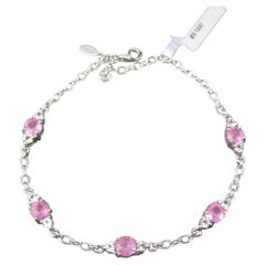 Bracciale con zaffiro rosa e topazio bianco in argento sterling, articolo nuovo di vecchio stock