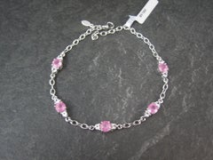 Bracciale con zaffiro rosa e topazio bianco in argento sterling, articolo nuovo di vecchio stock