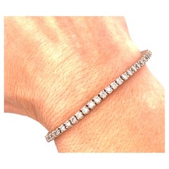 Nuovo bracciale tennis con diamanti 3ct taglio rotondo incastonati in oro bianco 14K 7"
