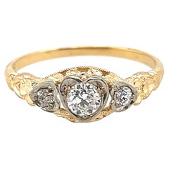 Art Deco Diamond Ring .34ct E SI1 Old Euro GIA Original 1920s Never Worn NOS 14K
