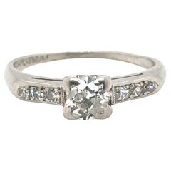 Autentico anello con diamante antico Deco .62ct Brilliante rotondo anni '30 in platino antico