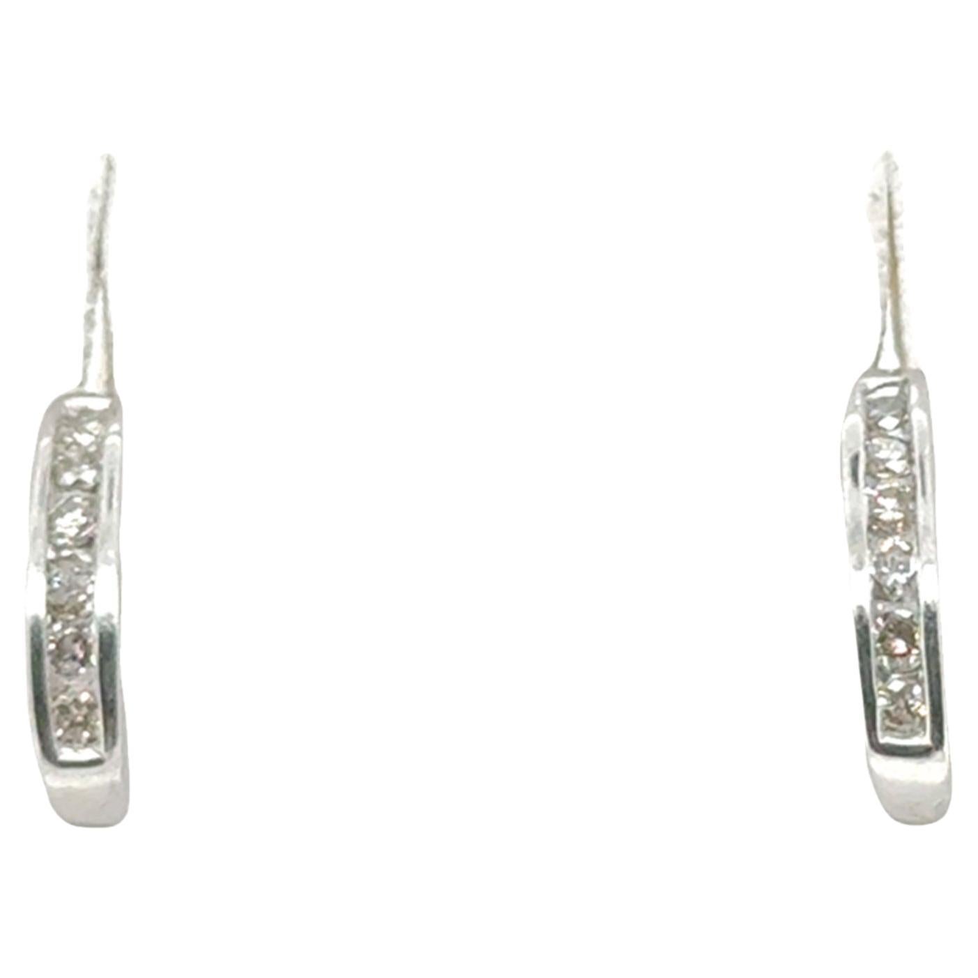 Diamant-Ohrstecker mit halber Creolen Mined .25ct Platin 14K Weißgold im Angebot