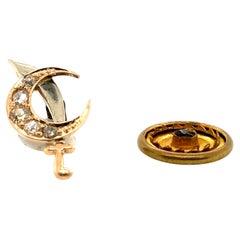 Victorian Shriner's Masonic Diamond Pin Brooch .15ct Old Mine 14K Antique Origin