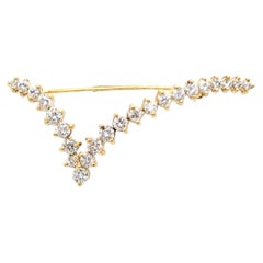 Spilla di design di alta gamma con diamante da 1,25 ct, in oro giallo 18 carati, a forma di segno di spunta