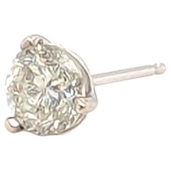 Diamond Single Stud Earring Mined .67ct I-J SI 14K White Gold 3 Prong