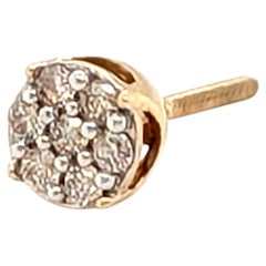 Bling Cluster Diamond Single Earring Mined .70ct Look Screwback Yellow Gold