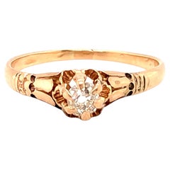 Viktorianischer Diamant-Solitär-Verlobungsring, 1/3 Karat, Old-Mine-Schliff, 14 Karat, 1860er–1870er Jahre