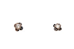 Victorian Diamond Earrings Old Mine .40ct Flower 14K Screwback 1880's-1890's