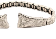 Art Deco Ladies Engraved Watch Band Strap 14K White Gold Filled 1920's-1930's