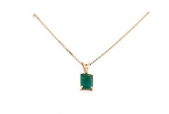 Emerald Solitaire Pendant Necklace 1.80ct May Birthstone 14K Yellow Gold Emerald