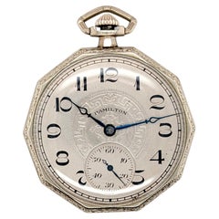 Hamilton Watch Co. de estilo Art Déco Reloj de bolsillo con esfera abierta, chapado en oro, original de 1926