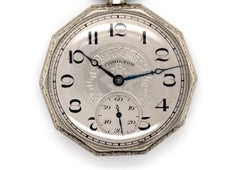 Hamilton Watch Co. de estilo Art Déco Reloj de bolsillo con esfera abierta, chapado en oro, original de 1926