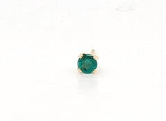 Emerald Single Stud Earring .25ct Round 14K Yellow Gold May Birthstone