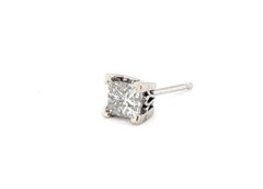 Diamond Single Stud Earring Princess Pushback Mined .50ct F I1 14K White Gold