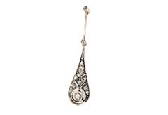 Victorian Diamond Dangle Earrings .60ct 14K Rose Cut 1830's-1840's