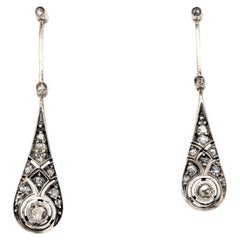 Victorian Diamond Dangle Earrings .60ct 14K Rose Cut 1830's-1840's
