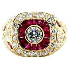 Mens Ruby Diamond Cocktail Ring 3.00ct 18K Yellow Gold Custom Designer Quality