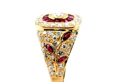 Mens Ruby Diamond Cocktail Ring 3.00ct 18K Yellow Gold Custom Designer Quality