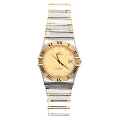 Omega Constellation Wrist Watch Yellow Gold and Steel Chronograph Quartz