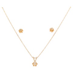 Diamant-Halskette Anhänger Ohrstecker Set RBC Butterblume .10ct Gelbgold