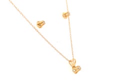 Diamant-Halskette Anhänger Ohrstecker Set RBC Butterblume .10ct Gelbgold