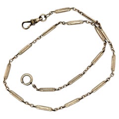 Art Deco Pocket Watch Chain Antique Original 1920's 14K White Gold Filled