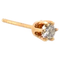 Diamond Single Stud Earring Mined .10ct F SI 14K Yellow Gold 6 Prong