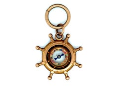 Georgian England Ships Wheel Compass Pendant Fob Charm 9K Yellow Gold 1824