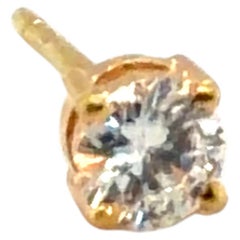 Diamond Single Stud Earring Mined .25ct D-E VVS 18K Yellow Gold 4 Prong