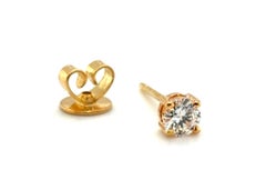 Diamond Single Stud Earring Mined .25ct D-E VVS 18K Yellow Gold 4 Prong
