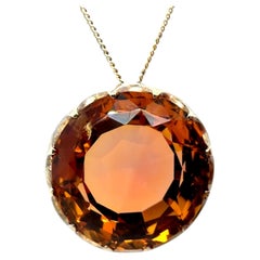 Victorian Yellow Topaz Pendant 14K Antique 20ct Genuine Old Cut Original 1890's