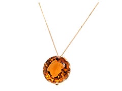 Victorian Yellow Topaz Pendant 14K Antique 20ct Genuine Old Cut Original 1890's