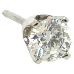 Pendiente de un solo diamante extraído, 0,28 ct, F-G, SI, oro blanco de 14K, 4 garras
